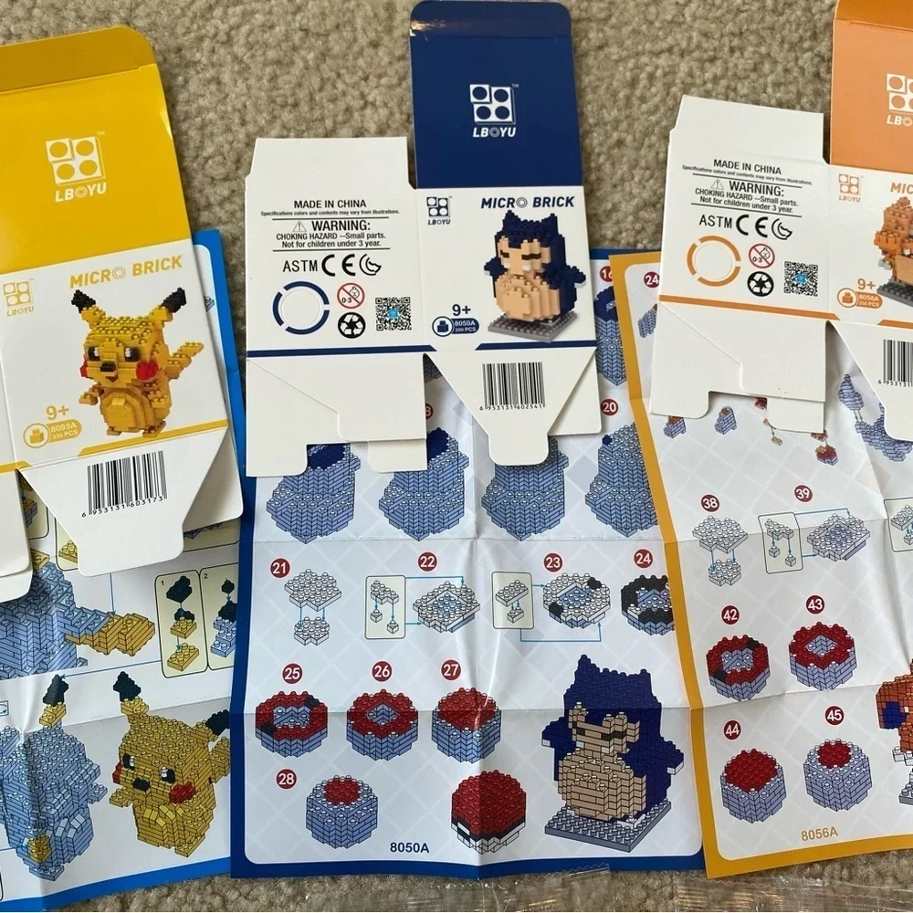 Micro Brick 4 Sets 4D Anime Figurines NWT